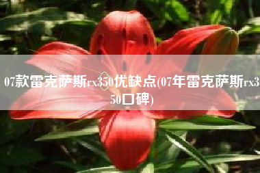 07款雷克萨斯rx350优缺点(07年雷克萨斯rx350口碑)